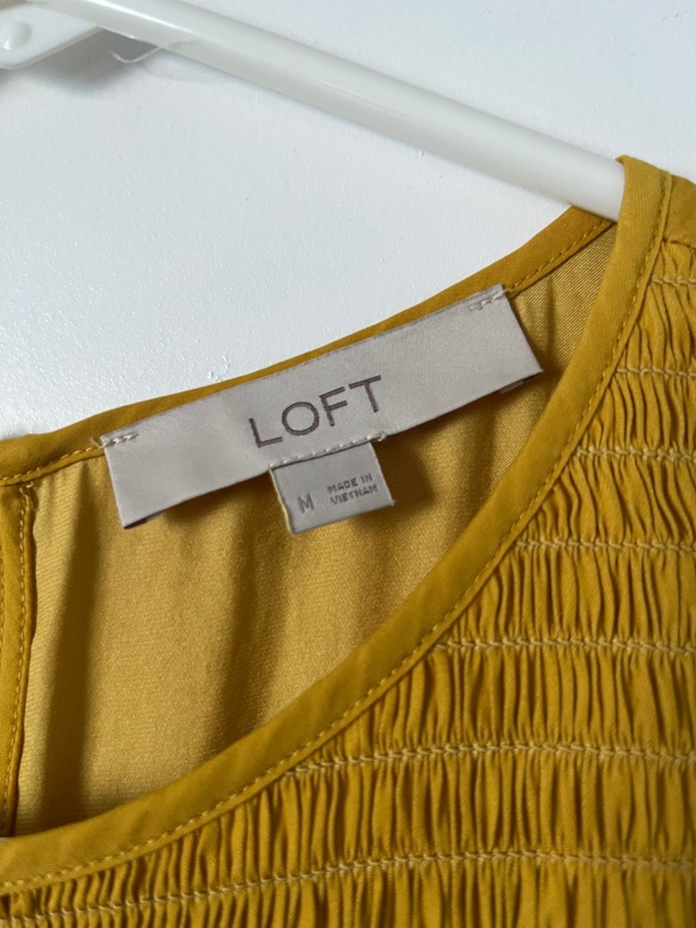 LOFT Mustard Yellow Smocked Yoke Ruffle Sleeveless Top - Picture 2 of 4